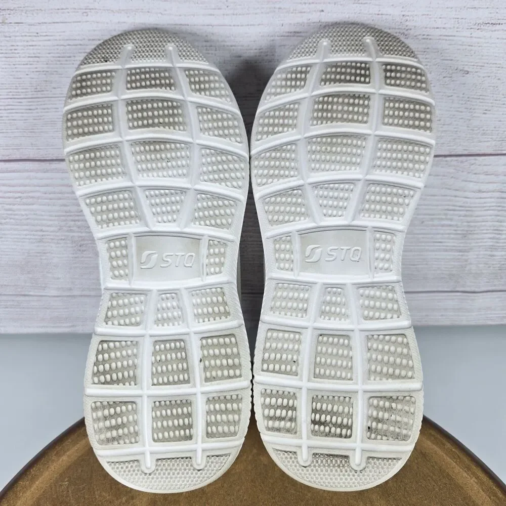 STQ Slip On White Knit Shoes Womens Breathable Fashion Comfort Sneakers Size 7